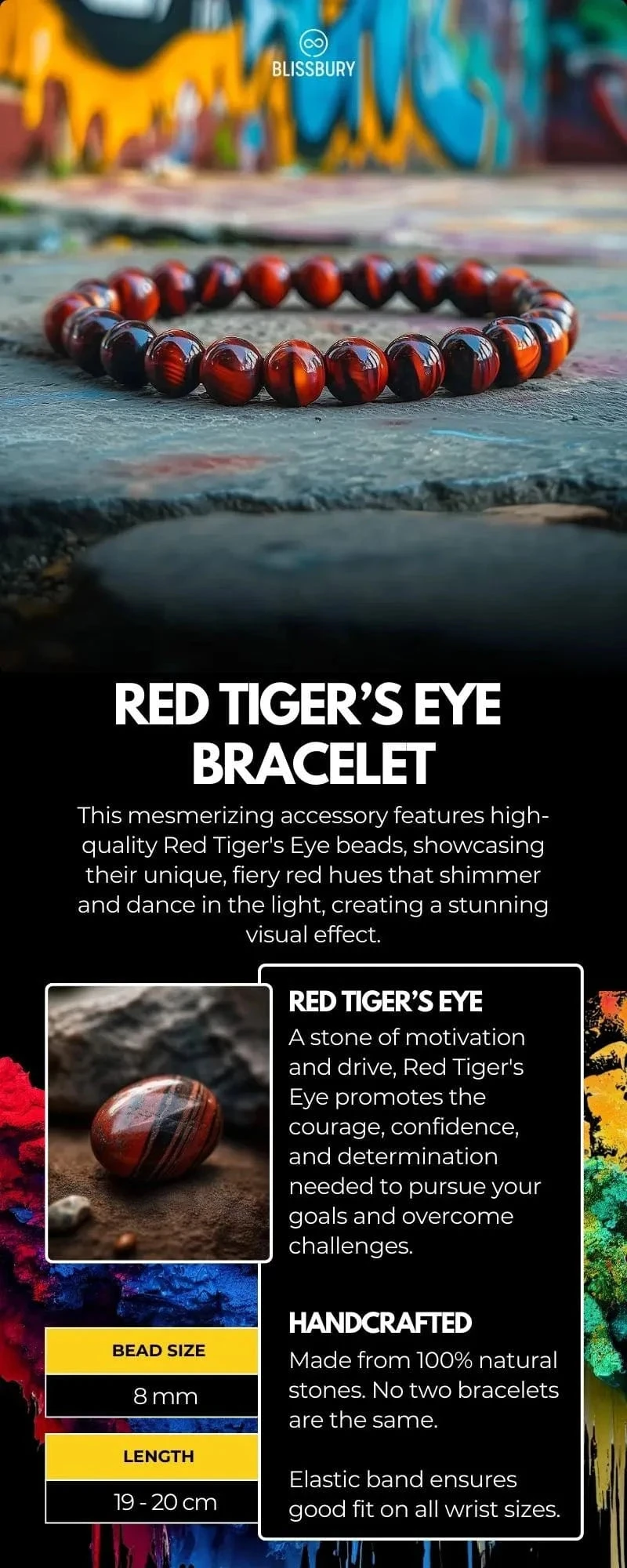 Red Tiger's Eye Bracelet - Passion, Motivation, Strength Infographics 3 Dec